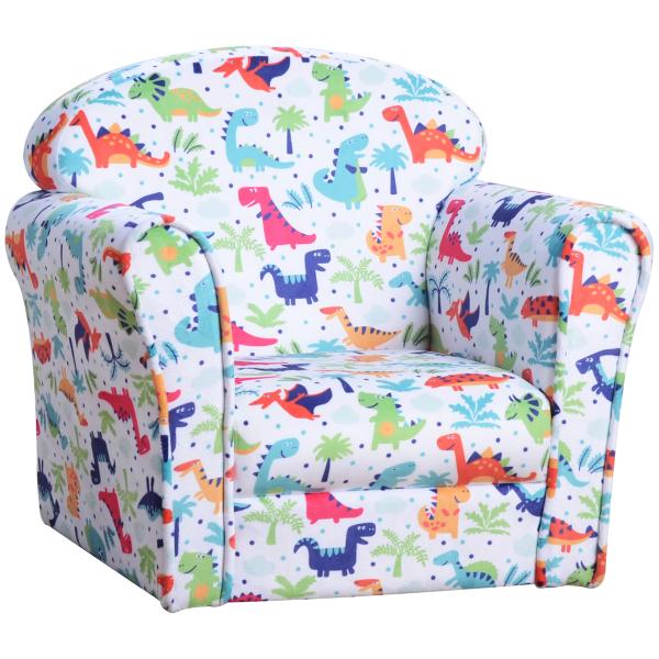 Poltrona para Crianças acima de 3 Anos com Desenhos de Foguete Estrutura de Madeira e Estofado em Flanela 50x39x44 cm Multicor