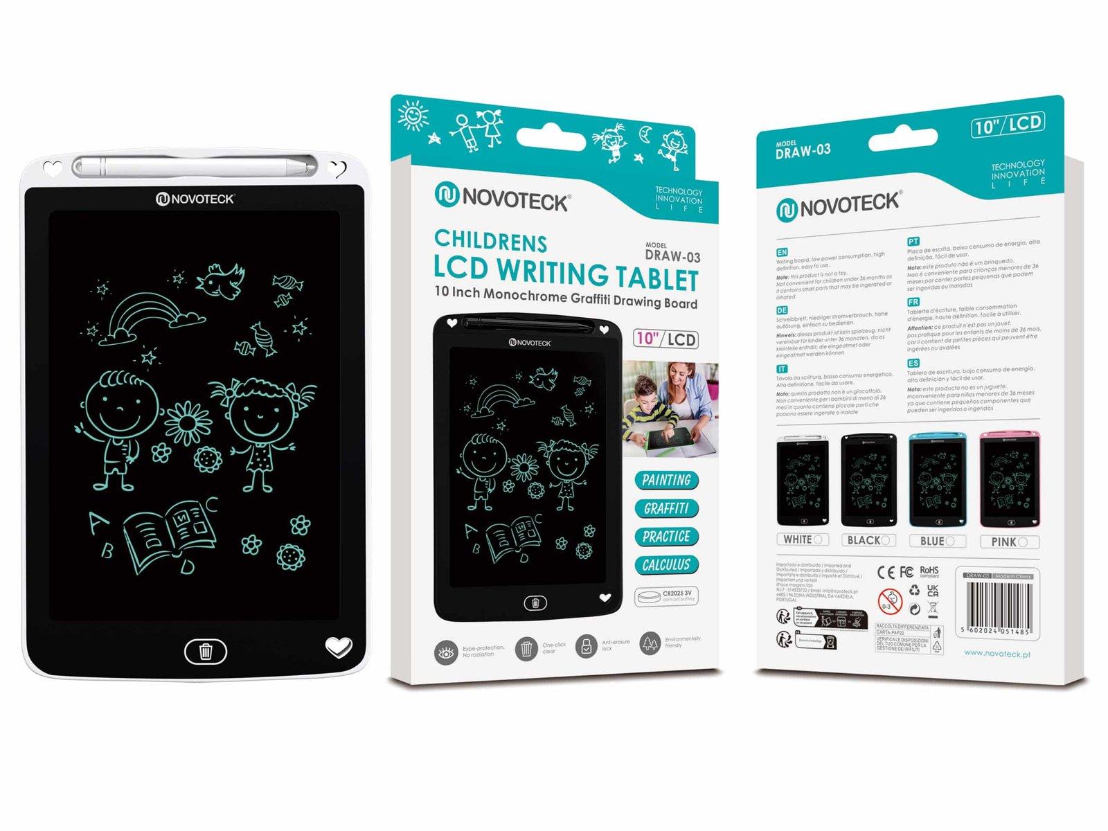 Tablet de Escrita LCD para Crianças - 10'' Polegadas, DRAW-03 Branco