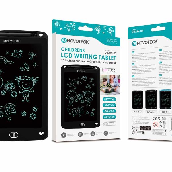 Tablet de Escrita LCD para Crianças – 10” Polegadas, DRAW-03 Negro