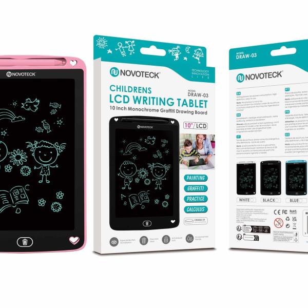 Tablet de Escrita LCD para Crianças – 10” Polegadas, DRAW-03 Rosa