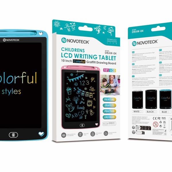 Tablet de Escrita LCD Colorido para Crianças – 10” Polegadas, DRAW-04 Azul
