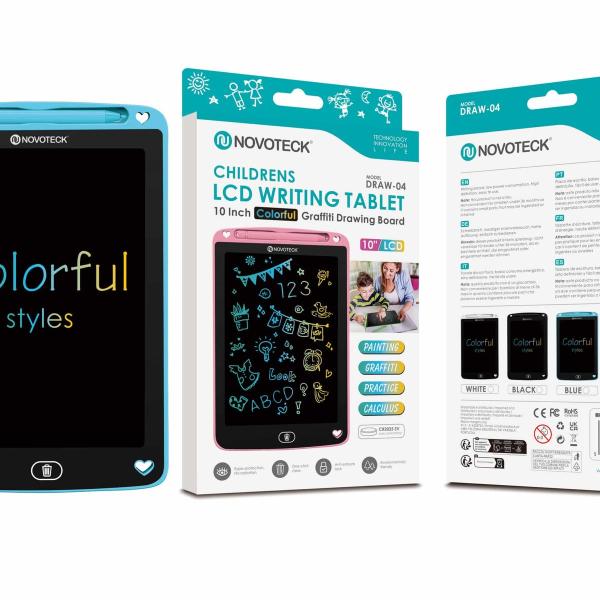 Tablet de Escrita LCD Colorido para Crianças - 10'' Polegadas, DRAW-04 Azul