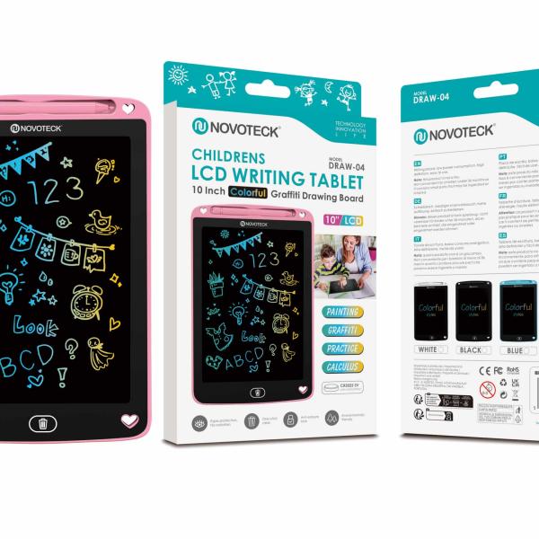 Tablet de Escrita LCD Colorido para Crianças - 10'' Polegadas, DRAW - 04 Rosa