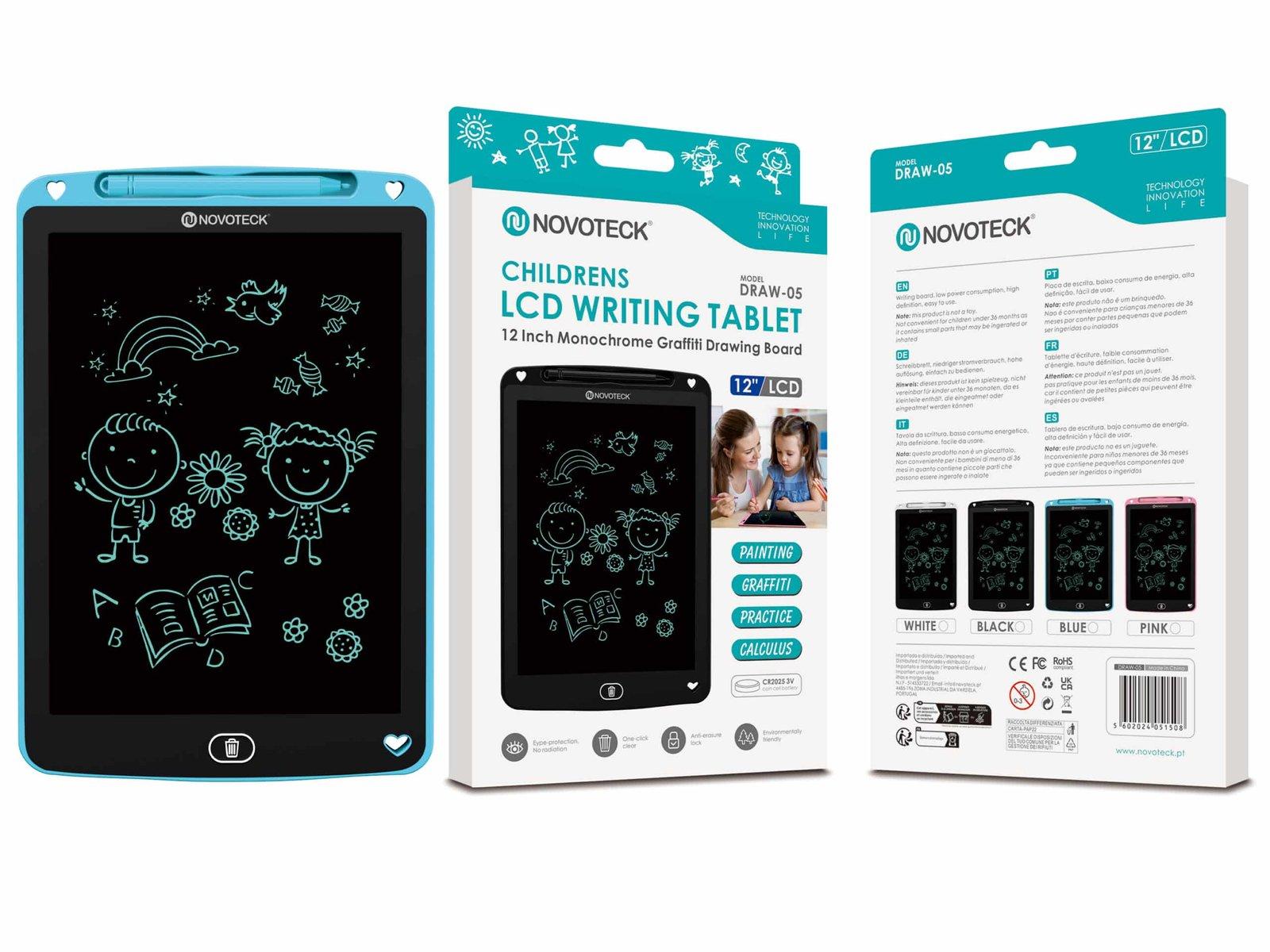 Tablet de Escrita LCD para Crianças - 12'' Polegadas, DRAW-05 Azul