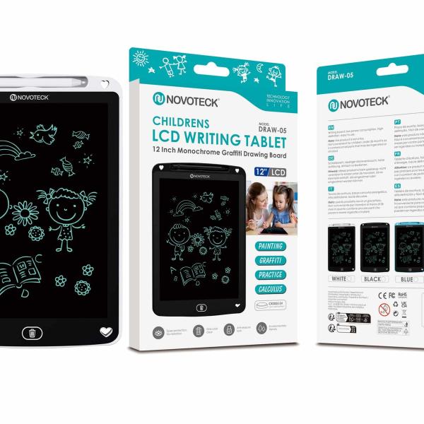 Tablet de Escrita LCD para Crianças – 12” Polegadas, DRAW-05 Branco