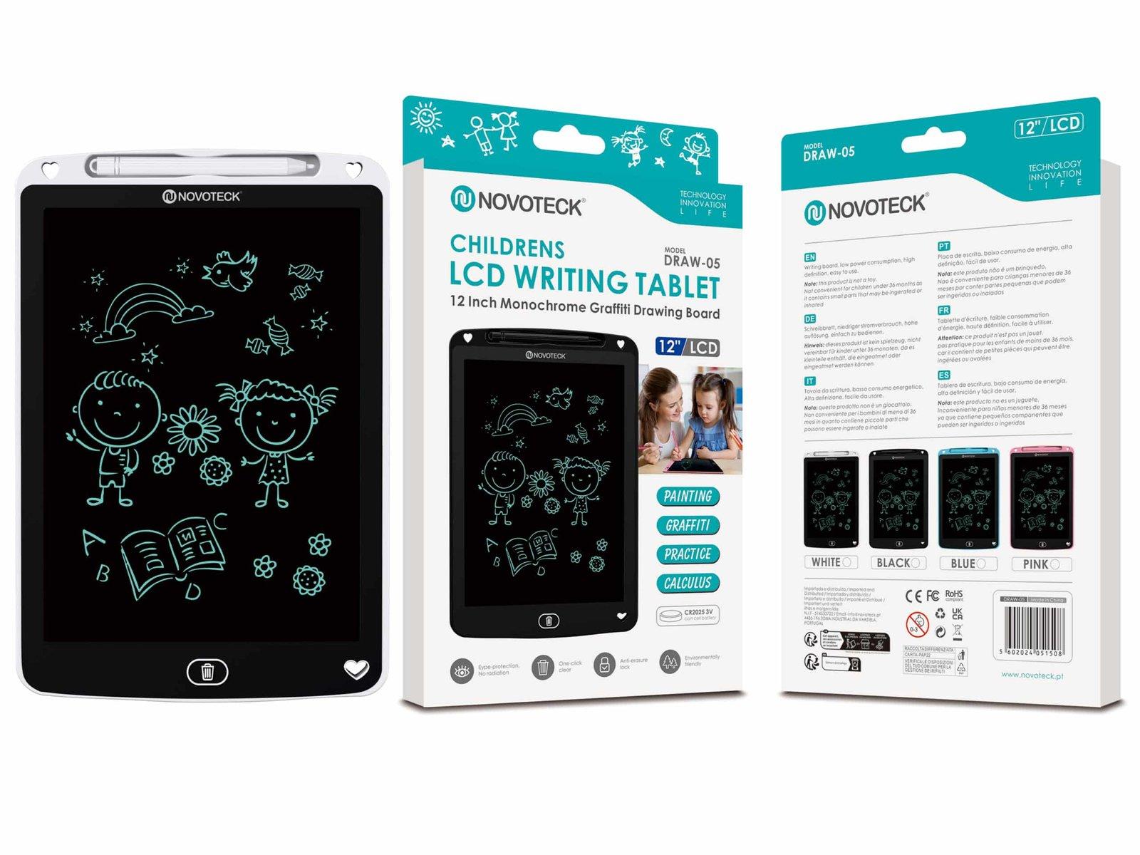 Tablet de Escrita LCD para Crianças – 12” Polegadas, DRAW-05 Branco