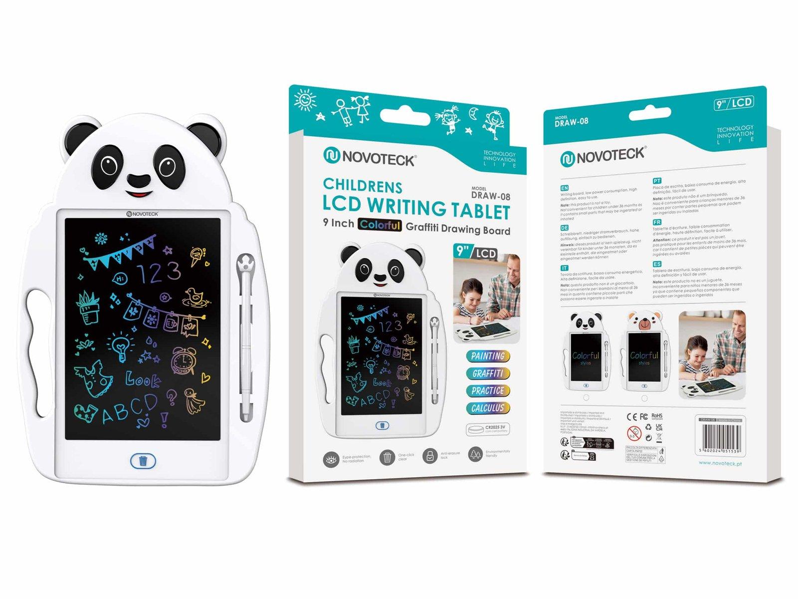 Tablet de Escrita LCD Infantil 9'' Polegadas - Cores Vivas, Design de Panda DRAW-08