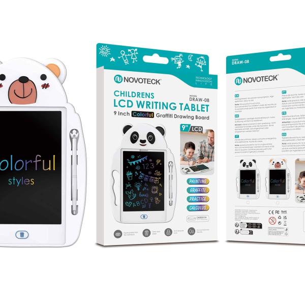 Tablet de Escrita LCD Infantil 9” Polegadas – Cores Vivas, Design de Urso DRAW-08