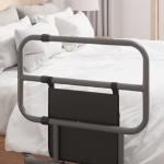 Grade para Cama Adulto Guarda de Segurança para Cama Dobrável com Bolso de Armazenamento 61x66x55 cm Cinza