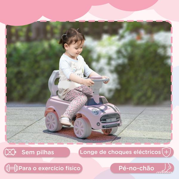Carro Andador para Bebés de 18 - 36 Meses Carro Andador com Volante Buzina e Sistema Anti - Tombo 53x25x35 cm Rosa