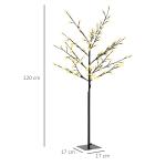 Árvore de Cerejeira com 120 Luzes LED IP44 Candeeiro Decorativo Flor de Cereja com Ramos Flexíveis 17x17x120cm Preto
