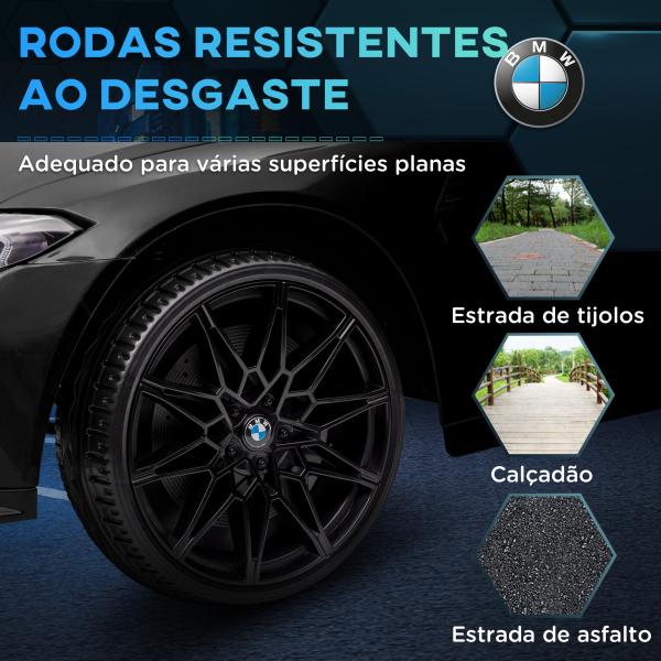 Carro Elétrico para Crianças BMW M4 12V com Controlo Remoto Faróis Buzina Música e Velocidade 3 - 5 km/h 108x69,5x51 cm Preto