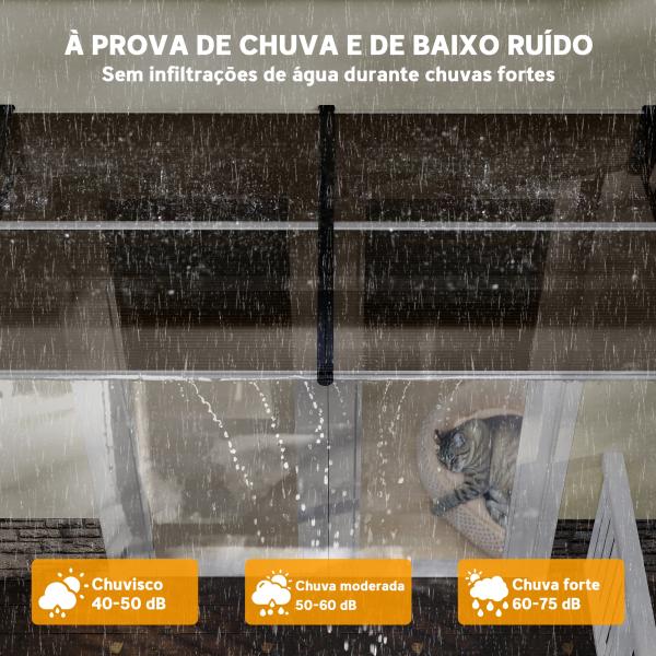 Marquise Exterior para Portas e Janelas 200x96 cm com Barra de Liga de Alumínio, PP e Policarbonato, Castanho