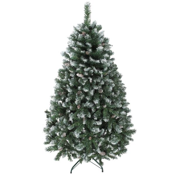 Árvore de Natal Artificial 150 cm Árvore de Natal com 581 Ramos com Efeito Neve 44 Pinhas Verde