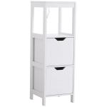 Armário de banheiro com prateleira aberta 2 gavetas 30x30x89 cm Branco