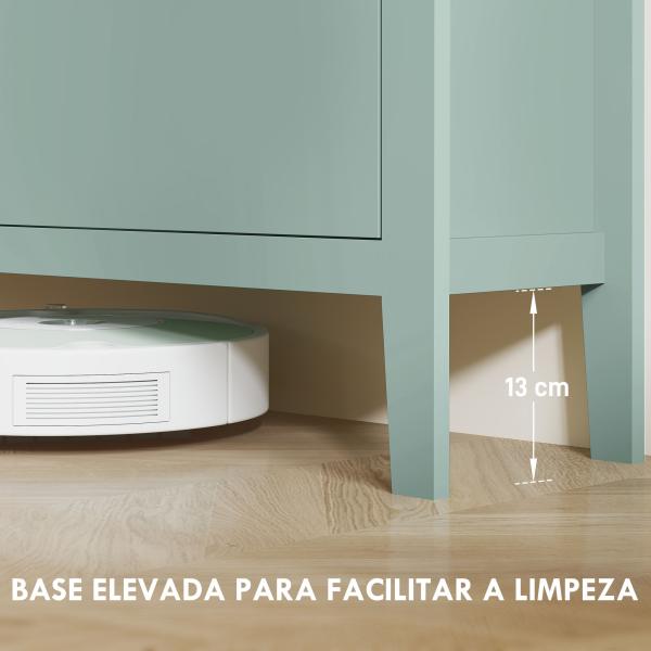 Sapateiro Estreito com 4 Compartimentos e Puxadores de Couro PU para Corredor e Hall 105x24x95,5 cm Verde Claro