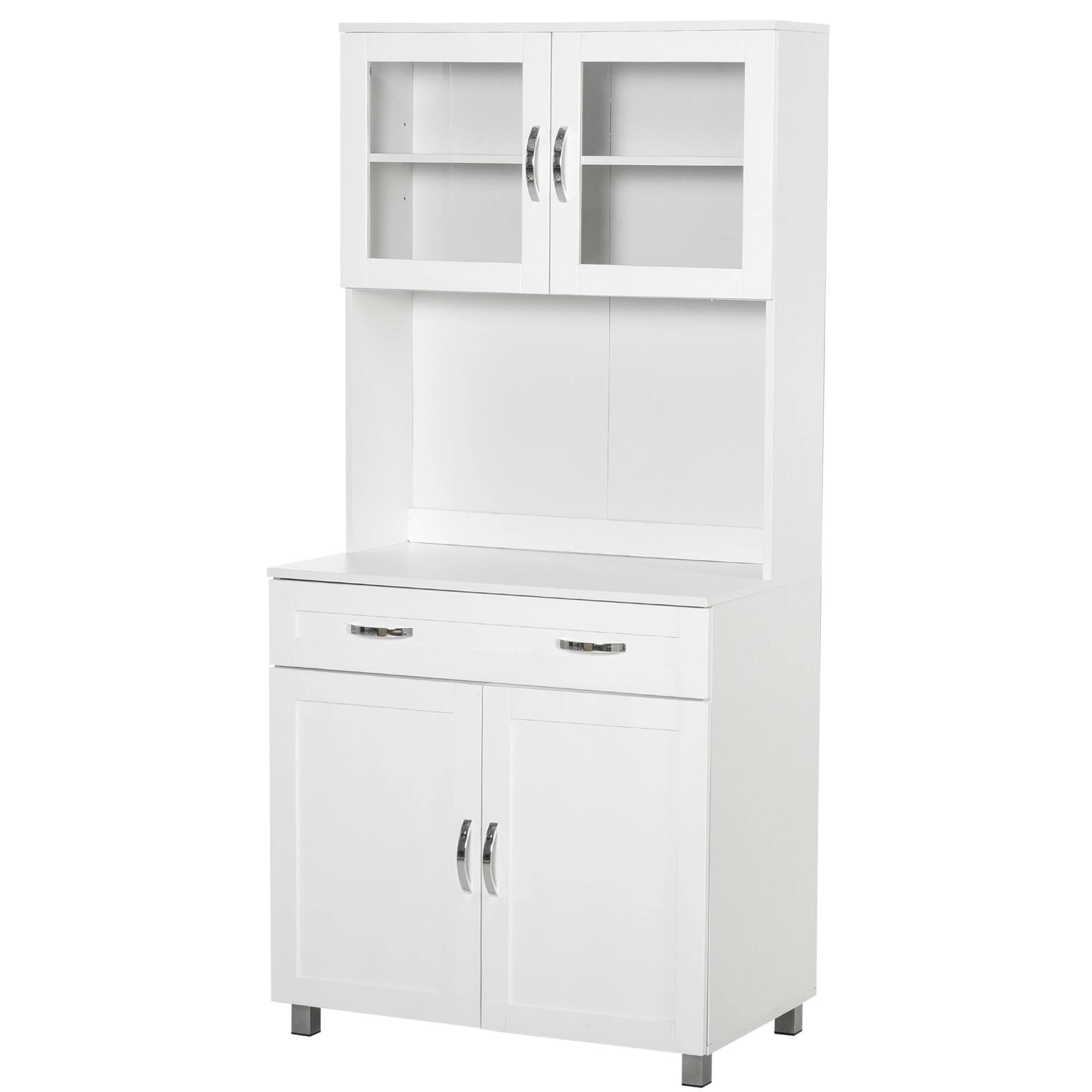 Armário de cozinha com prateleiras internas ajustáveis ​​e gaveta 80x48x170 cm Branco