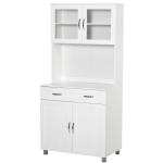Armário de cozinha com prateleiras internas ajustáveis ​​e gaveta 80x48x170 cm Branco