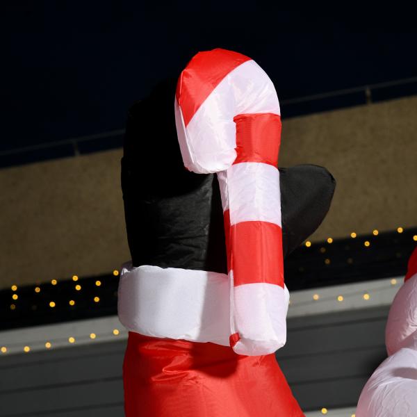 Pai Natal Insuflável 240 cm com Bengala Luzes LED e Insuflador Elétrico Decoração de Natal para Exterior e Interior Multicor