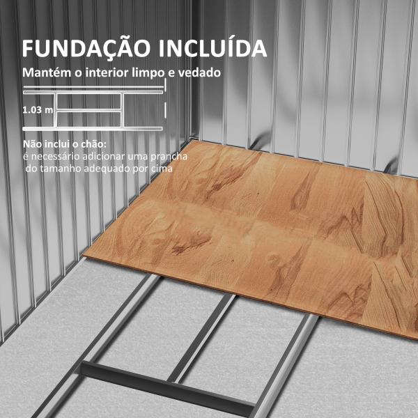 Abrigo de Jardim 213x130x185cm Abrigo de Jardim Metálico de Exterior com 2 Portas Deslizantes e 4 Janelas Verde Claro