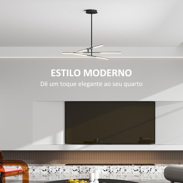 Candeeiro Suspenso Moderno Candeeiro de Teto LED com Ângulo de Luz Ajustável Pantalla de Acrílico Ø100x79 cm Preto