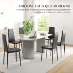 Conjunto de 6 Cadeiras de Sala de Jantar Estofadas em Couro Sintético com Encosto Alto e Pés de Aço 41x50x97cm Preto