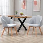 Cadeiras Sala de Jantar Estofada em Linho Sintético com Assento e Encosto Acolchoados Estilo Moderno 58x60x82 cm Azul Claro