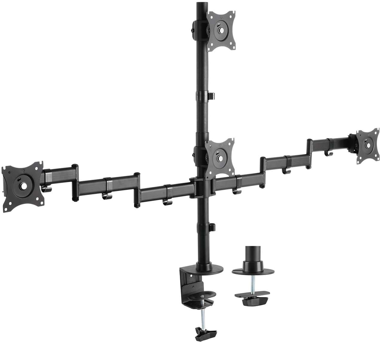 Suporte de Mesa p/ 4 Monitores 8Kg 13 - 27 (Preto) - AISENS