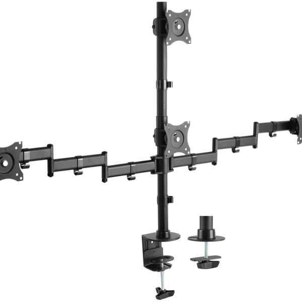Suporte de Mesa p/ 4 Monitores 8Kg 13 - 27 (Preto) - AISENS