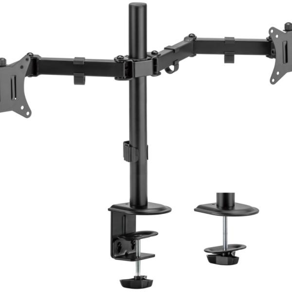 Suporte de Mesa Giratório / Inclinado ECO p/ 2x Monitor 17~32 (3 Pivôs) - AISENS