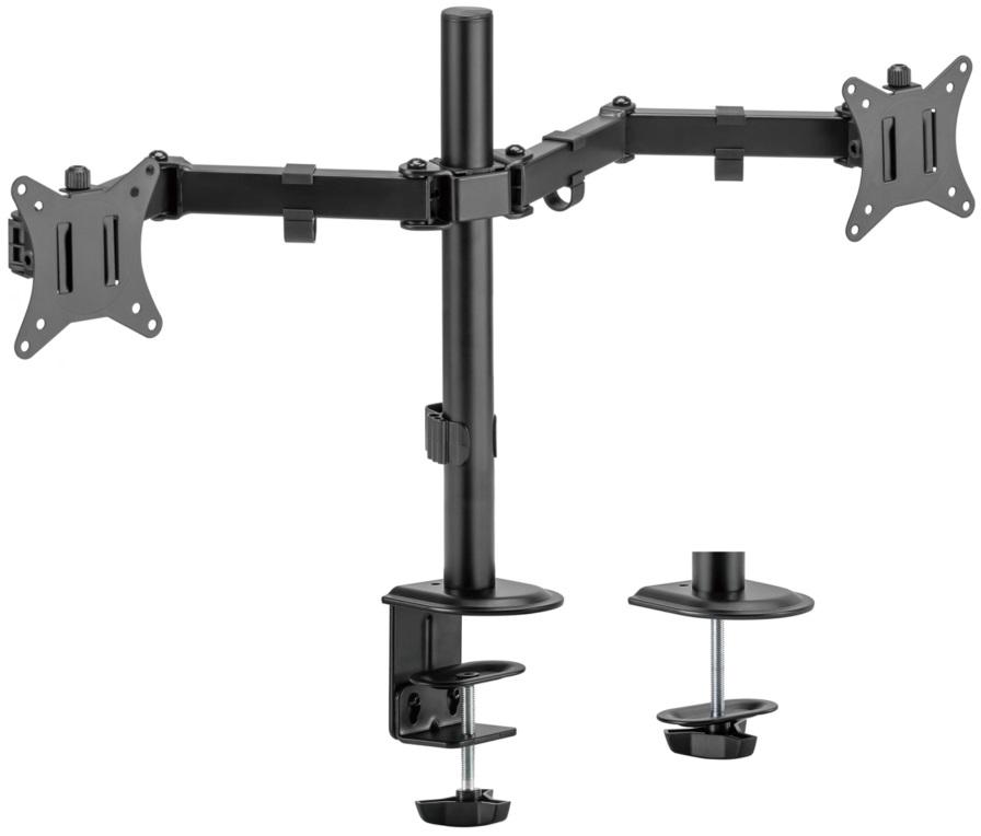 Suporte de Mesa Giratório / Inclinado ECO p/ 2x Monitor 17~32 (3 Pivôs) - AISENS