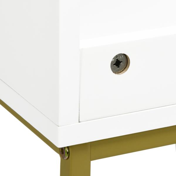 Móvel para Lavatório Pousar Moderno com 2 Portas e Pés de Aço 60x30x65 cm Branco e Dourado