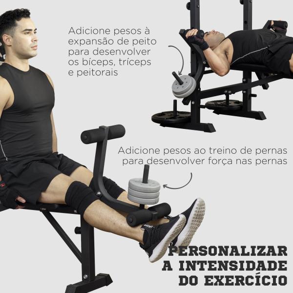 Banco de Pesos Multi Funcional Banco de Musculação Ajustável em 6 Posições 180x134x200cm Prata e Preto