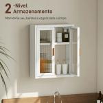 Armário de Casa de Banho de Parede com Portas de Acrílico Prateleira Ajustável Fecho Magnético 40x14x50 cm Branco