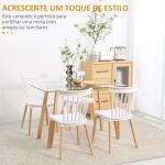 Conjunto de 4 Cadeiras Estilo Nórdico com Encosto Alto e Pés de Madeira de Faia 48x52,5x83cm Branco e Madeira