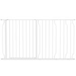 Barreira de Segurança para Cães Extensível para Escadas e Portas 75 - 145cm com 3 Extensões Altura 76cm Branco