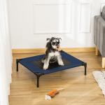 Cama para Animais de Estimação Cama Elevada para Cães Gatos com Tecido Transpirável para Dormir Exterior Jardim Terraço 76x61x18cm Azul
