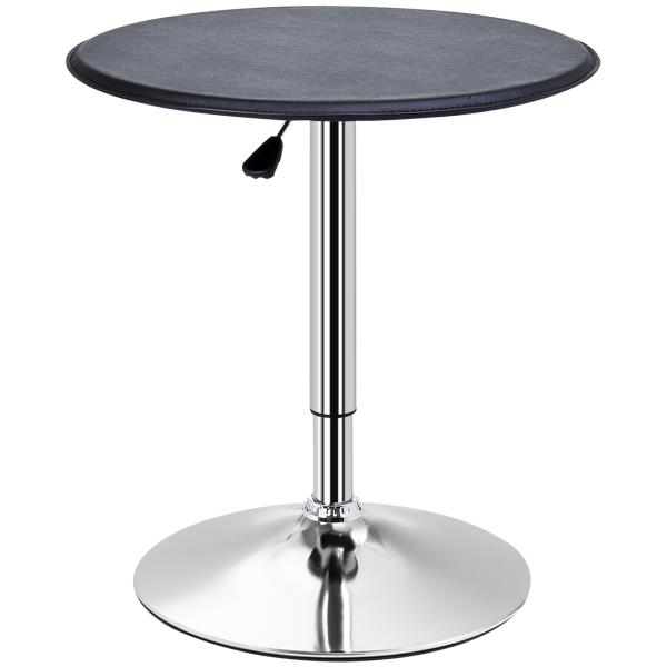 Mesa de Bar com Altura Ajustável Giratória 360° com Base Redonda Mesa Alta Moderna para Cozinha Ø63x67 - 93 cm Preto