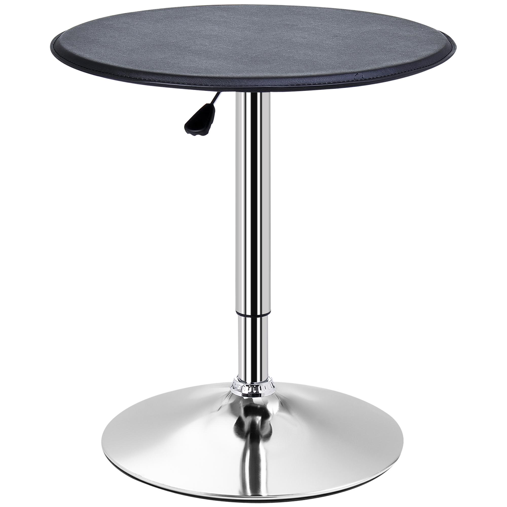 Mesa de Bar com Altura Ajustável Giratória 360° com Base Redonda Mesa Alta Moderna para Cozinha Ø63x67 - 93 cm Preto