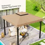 Cobertura de Substituição para Pérgola 300x300 cm com Duplo Teto e 8 Orifícios de Drenagem Cáqui