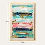 Quadro em Tela Abstrato Pintado à Mão 120x80 cm Quadro para Decoração de Salão Moderno com Moldura de Madeira Multicolor