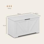 Baú de Armazenamento 100L Baú de Arrumação com Tampa e Dobradiça de Segurança 80x40x45 cm Branco