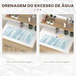 Conjunto de Móveis Casa de Banho 3 Peças com Espelho Móvel com Lavatório Cerâmico e Coluna de Casa de Banho Madeira