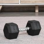 Haltere Hexagonal 12,5 kg em Ferro Fundido Pesos de Aço Revestidos a Borracha com Pega Texturizada para Musculação Preto