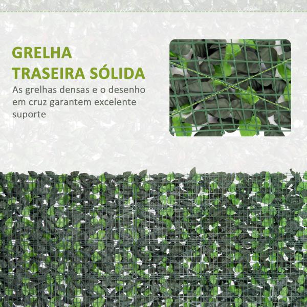 Vedação Artificial em Rolo 3x1m para Balcão Jardim Exterior Planta Decorativa de Parede PE Verde