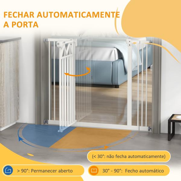 Barreira de Segurança Extensível para Animais de Estimação com Fecho Automático e Sistema de Duplo Bloqueio 74 - 100x76 cm Branco
