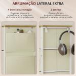 Cómoda Alta de Tecido com 4 Gavetas 4 Bolsos Laterais 2 Ganchos e Estrutura de Aço 45x30x94,5 cm Bege