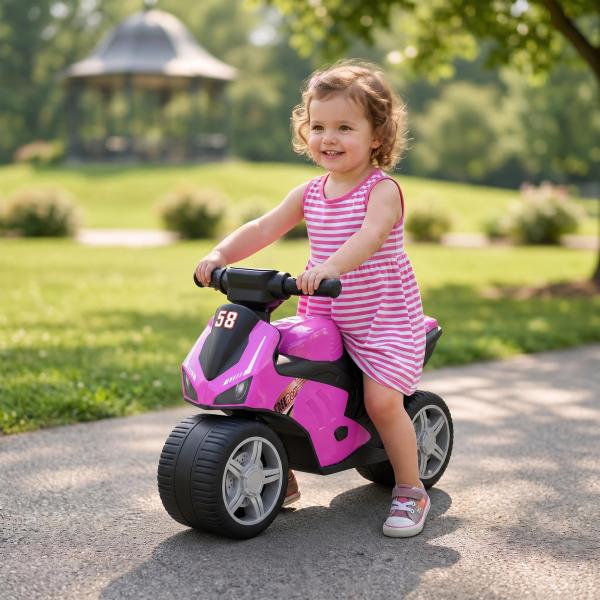 Mota de Equilíbrio Infantil sem Pedais com Música e Rodas Extra Largas para Crianças dos 18 – 36 Meses Rosa