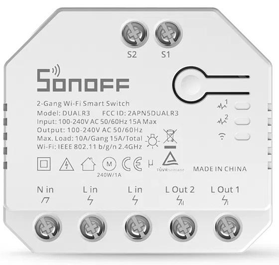 Interruptor Inteligente Wi - Fi de Relé Duplo c/ Medição de Energia - Sonoff DUAL R3