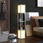 Candeeiro de Pé de Madeira com Estantes Lâmpada E27 Máx. 40W com Interruptor 26x26x156 cm Branco